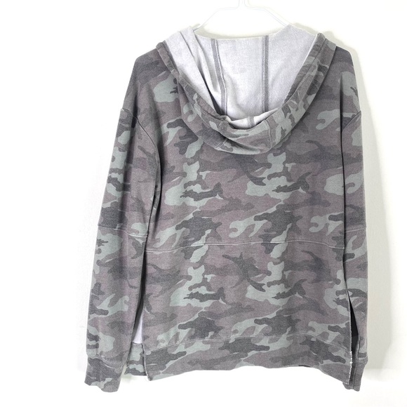 Chaser Grey Green Camo Oversized Hoodie Split Hem Drawstring Soft - Picture 6 of 7